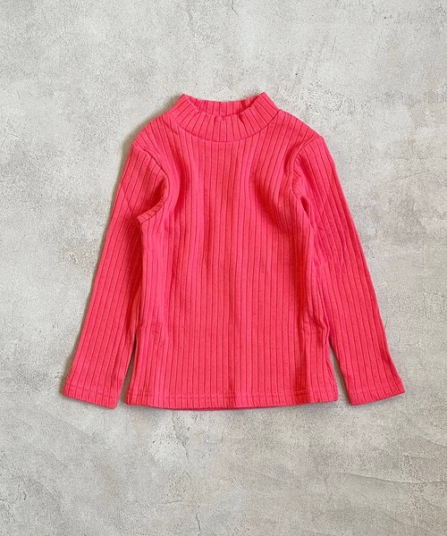 CALMIA（カルミア）の「裏起毛テレコ ハイネックプルオーバー（90～150cm）（Tシャツ/カットソー・キッズ・オレンジ/チャコール/ピンク/グリーン/ブラウン・90/95/100/110/120/130/140/150）」の4枚目の写真