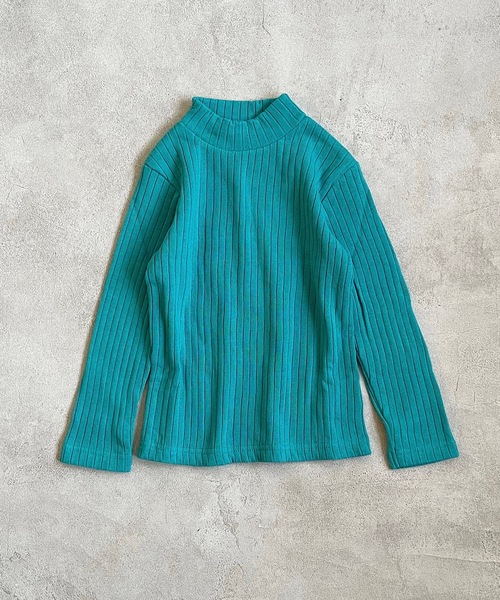 CALMIA（カルミア）の「裏起毛テレコ ハイネックプルオーバー（90～150cm）（Tシャツ/カットソー・キッズ・オレンジ/チャコール/ピンク/グリーン/ブラウン・90/95/100/110/120/130/140/150）」の3枚目の写真