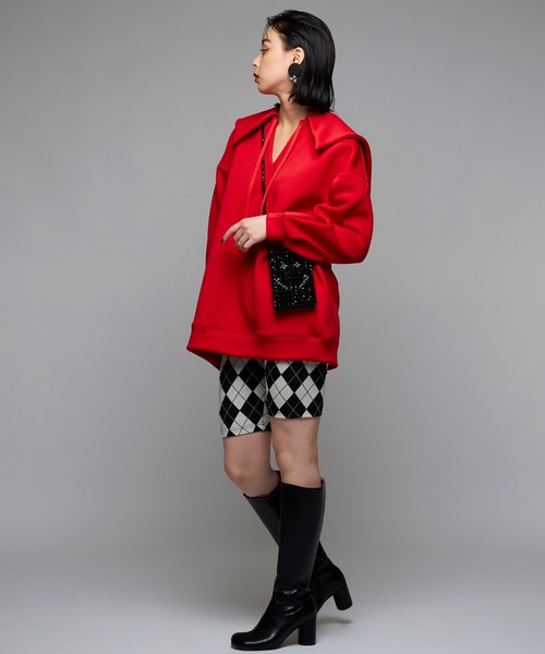 Narcissus（ナルシス）の「【SINN】Narcissusオリジナル　ビッグカラーポンチ（スウェット・レディース・レッド/ブラック・FREE）」の7枚目の写真