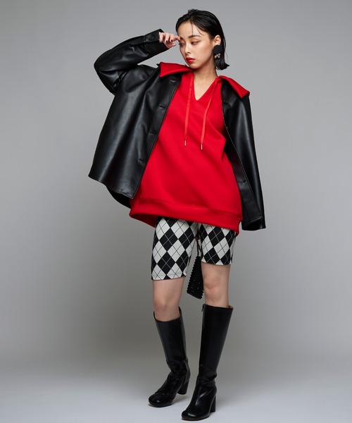 Narcissus（ナルシス）の「【SINN】Narcissusオリジナル　ビッグカラーポンチ（スウェット・レディース・レッド/ブラック・FREE）」の9枚目の写真