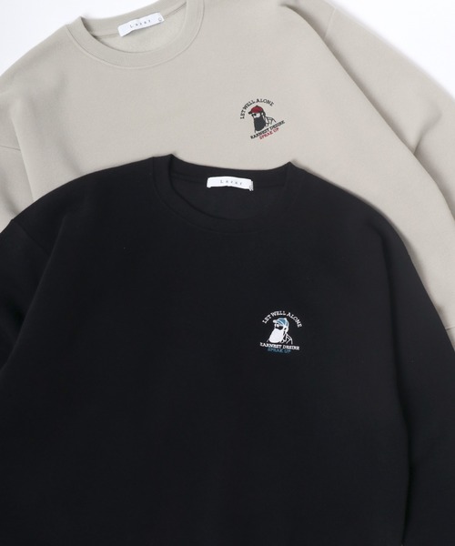 Lazar（ラザル）の「Lazar 別注 Cute Couple/Uncle Beard 裏起毛 オーバーサイズ ワンポイント刺繍 スウェット レディース メンズ トレーナー（スウェット・メンズ・ダークグリーン/アッシュグレー/ブルー/ブラック系その他/ブラック/グレー系その他/ホワイト/ホワイト系その他/ベージュ系その他/ベージュ/チャコール/グリーン系その他/グリーン系その他2/グレー系その他2/グリーン系その他3/ブルー系その他・M/L/LL）」の5枚目の写真