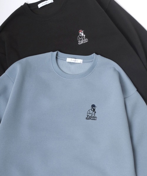 Lazar（ラザル）の「Lazar 別注 Cute Couple/Uncle Beard 裏起毛 オーバーサイズ ワンポイント刺繍 スウェット レディース メンズ トレーナー（スウェット・メンズ・ダークグリーン/アッシュグレー/ブルー/ブラック系その他/ブラック/グレー系その他/ホワイト/ホワイト系その他/ベージュ系その他/ベージュ/チャコール/グリーン系その他/グリーン系その他2/グレー系その他2/グリーン系その他3/ブルー系その他・M/L/LL）」の16枚目の写真