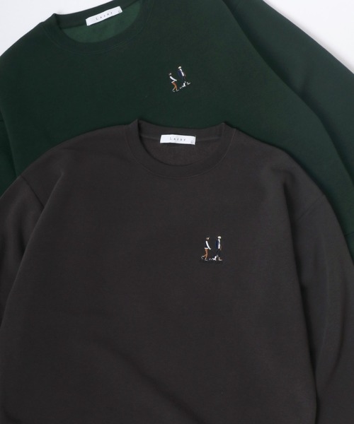 Lazar（ラザル）の「Lazar 別注 Cute Couple/Uncle Beard 裏起毛 オーバーサイズ ワンポイント刺繍 スウェット レディース メンズ トレーナー（スウェット・メンズ・ダークグリーン/アッシュグレー/ブルー/ブラック系その他/ブラック/グレー系その他/ホワイト/ホワイト系その他/ベージュ系その他/ベージュ/チャコール/グリーン系その他/グリーン系その他2/グレー系その他2/グリーン系その他3/ブルー系その他・M/L/LL）」の8枚目の写真