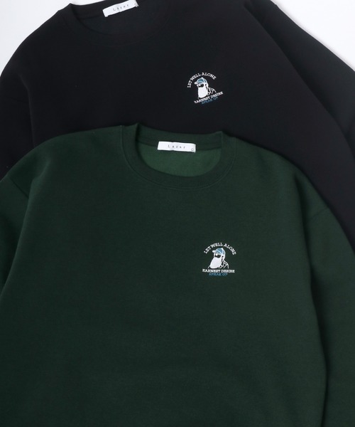 Lazar（ラザル）の「Lazar 別注 Cute Couple/Uncle Beard 裏起毛 オーバーサイズ ワンポイント刺繍 スウェット レディース メンズ トレーナー（スウェット・メンズ・ダークグリーン/アッシュグレー/ブルー/ブラック系その他/ブラック/グレー系その他/ホワイト/ホワイト系その他/ベージュ系その他/ベージュ/チャコール/グリーン系その他/グリーン系その他2/グレー系その他2/グリーン系その他3/ブルー系その他・M/L/LL）」の14枚目の写真