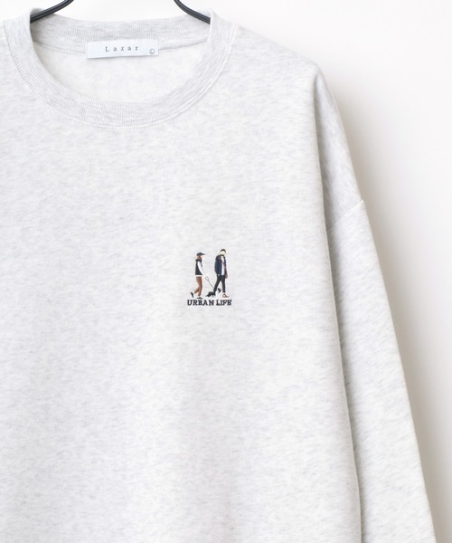 Lazar（ラザル）の「Lazar 別注 Cute Couple/Uncle Beard 裏起毛 オーバーサイズ ワンポイント刺繍 スウェット レディース メンズ トレーナー（スウェット・メンズ・ダークグリーン/アッシュグレー/ブルー/ブラック系その他/ブラック/グレー系その他/ホワイト/ホワイト系その他/ベージュ系その他/ベージュ/チャコール/グリーン系その他/グリーン系その他2/グレー系その他2/グリーン系その他3/ブルー系その他・M/L/LL）」の21枚目の写真