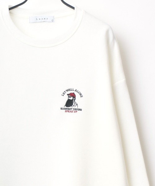 Lazar（ラザル）の「Lazar 別注 Cute Couple/Uncle Beard 裏起毛 オーバーサイズ ワンポイント刺繍 スウェット レディース メンズ トレーナー（スウェット・メンズ・ダークグリーン/アッシュグレー/ブルー/ブラック系その他/ブラック/グレー系その他/ホワイト/ホワイト系その他/ベージュ系その他/ベージュ/チャコール/グリーン系その他/グリーン系その他2/グレー系その他2/グリーン系その他3/ブルー系その他・M/L/LL）」の18枚目の写真