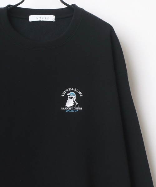 Lazar（ラザル）の「Lazar 別注 Cute Couple/Uncle Beard 裏起毛 オーバーサイズ ワンポイント刺繍 スウェット レディース メンズ トレーナー（スウェット・メンズ・ダークグリーン/アッシュグレー/ブルー/ブラック系その他/ブラック/グレー系その他/ホワイト/ホワイト系その他/ベージュ系その他/ベージュ/チャコール/グリーン系その他/グリーン系その他2/グレー系その他2/グリーン系その他3/ブルー系その他・M/L/LL）」の20枚目の写真