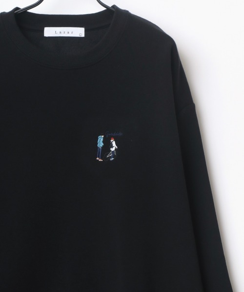 Lazar（ラザル）の「Lazar 別注 Cute Couple/Uncle Beard 裏起毛 オーバーサイズ ワンポイント刺繍 スウェット レディース メンズ トレーナー（スウェット・メンズ・ダークグリーン/アッシュグレー/ブルー/ブラック系その他/ブラック/グレー系その他/ホワイト/ホワイト系その他/ベージュ系その他/ベージュ/チャコール/グリーン系その他/グリーン系その他2/グレー系その他2/グリーン系その他3/ブルー系その他・M/L/LL）」の19枚目の写真