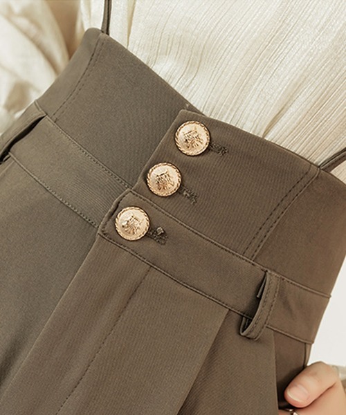 Grandeir（グランディール）の「ハイウエストワイドサロペット（サロペット/オーバーオール・レディース・ブラック/モカ・M）」の9枚目の写真