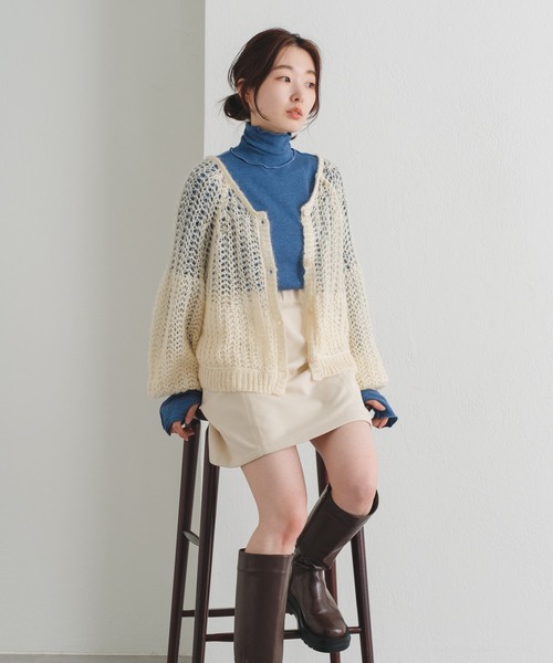Kastane(カスタネ)の「【カタログ掲載アイテム】モヘア2wayメッシュショートニット(ニット/セーター・レディース・ピンク/アイボリー/ブルー・FREE)」の5枚目の写真