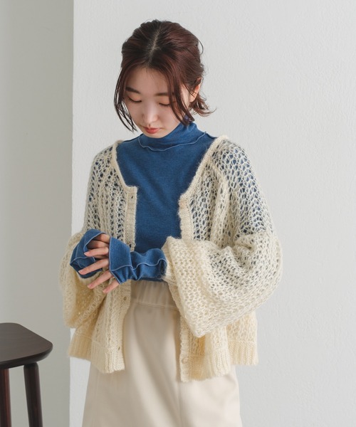 Kastane(カスタネ)の「【カタログ掲載アイテム】モヘア2wayメッシュショートニット(ニット/セーター・レディース・ピンク/アイボリー/ブルー・FREE)」の12枚目の写真
