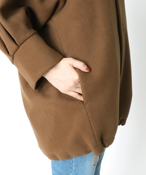 Hart(ハート)の「Hart / wool melton sander coat(ウールメルトンフード付きコート)(ノーカラーコート・レディース・ブラック/ブラウン・38)」の12枚目の写真