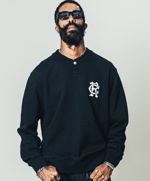 CRIMIE(クライミー)の「LOGO MONOGRAM SNAP CREW NECK SWEAT / CR モノグラム スナップ クルーネック スウェット(スウェット・メンズ・ブラック/グレー・XL/M/L/XXL/S)」の6枚目の写真