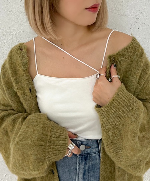 apres jour mignon(アプレジュールミニョン)の「カップ付きデザインキャミソール【ZOZOTOWN限定アイテム】(キャミソール・レディース・アイボリー/ブラック/グレー・X-LARGE/フリー)」の4枚目の写真