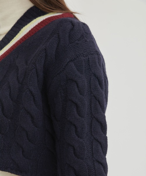 INSCRIRE（アンスクリア）の「【INSCRIRE / アンスクリア】Shor Childen / ショートニット（ニット/セーター・レディース・ネイビー・FREE）」の9枚目の写真