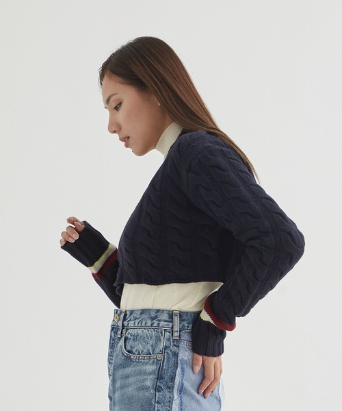 INSCRIRE（アンスクリア）の「【INSCRIRE / アンスクリア】Shor Childen / ショートニット（ニット/セーター・レディース・ネイビー・FREE）」の6枚目の写真