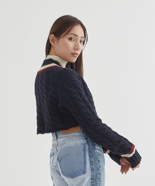 INSCRIRE（アンスクリア）の「【INSCRIRE / アンスクリア】Shor Childen / ショートニット（ニット/セーター・レディース・ネイビー・FREE）」の4枚目の写真