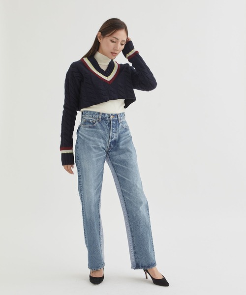 INSCRIRE（アンスクリア）の「【INSCRIRE / アンスクリア】Shor Childen / ショートニット（ニット/セーター・レディース・ネイビー・FREE）」の2枚目の写真