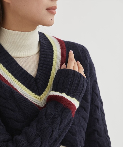 INSCRIRE（アンスクリア）の「【INSCRIRE / アンスクリア】Shor Childen / ショートニット（ニット/セーター・レディース・ネイビー・FREE）」の8枚目の写真