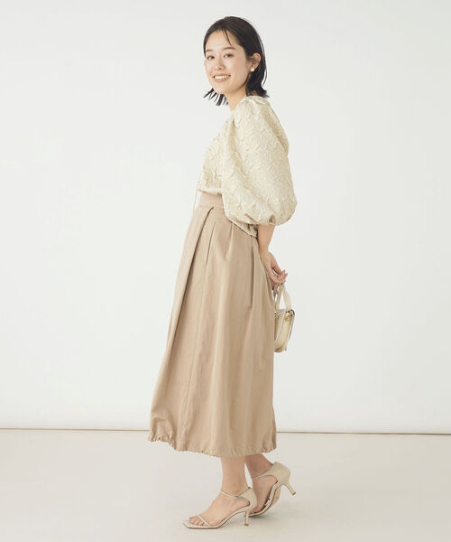 NOLLEY’S（ノーリーズ）の「◇【WEB限定】ジャガードボリューム袖ブラウス（シャツ/ブラウス・レディース・ブラック/ベージュ/オフホワイト・FREE）」の6枚目の写真