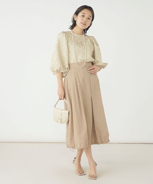 NOLLEY’S（ノーリーズ）の「◇【WEB限定】ジャガードボリューム袖ブラウス（シャツ/ブラウス・レディース・ブラック/ベージュ/オフホワイト・FREE）」の8枚目の写真