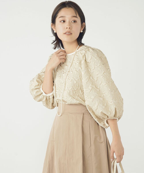 NOLLEY’S（ノーリーズ）の「◇【WEB限定】ジャガードボリューム袖ブラウス（シャツ/ブラウス・レディース・ブラック/ベージュ/オフホワイト・FREE）」の11枚目の写真