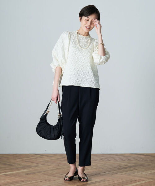 NOLLEY’S（ノーリーズ）の「◇【WEB限定】ジャガードボリューム袖ブラウス（シャツ/ブラウス・レディース・ブラック/ベージュ/オフホワイト・FREE）」の14枚目の写真