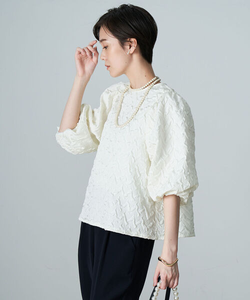 NOLLEY’S（ノーリーズ）の「◇【WEB限定】ジャガードボリューム袖ブラウス（シャツ/ブラウス・レディース・ブラック/ベージュ/オフホワイト・FREE）」の19枚目の写真