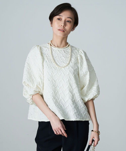 NOLLEY’S（ノーリーズ）の「◇【WEB限定】ジャガードボリューム袖ブラウス（シャツ/ブラウス・レディース・ブラック/ベージュ/オフホワイト・FREE）」の20枚目の写真