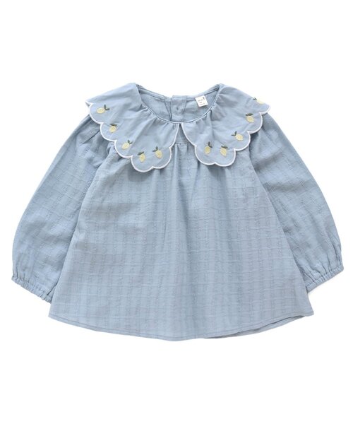 apres les cours（アプレレクール）の「いちご・レモン刺繍カラーブラウス（シャツ/ブラウス・キッズ・サックスブルー/アイボリー・120/100/140/130/90/110/80）」の7枚目の写真