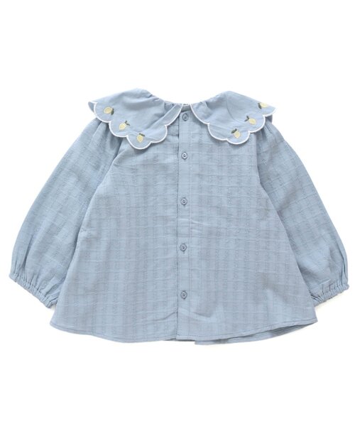 apres les cours（アプレレクール）の「いちご・レモン刺繍カラーブラウス（シャツ/ブラウス・キッズ・サックスブルー/アイボリー・120/100/140/130/90/110/80）」の3枚目の写真