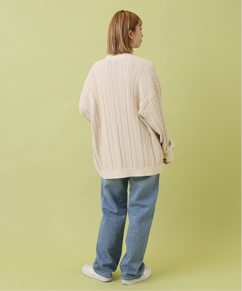 B.C STOCK(ベーセーストック)の「【洗えるニット】COTTON LIKE 透かし編み メッシュニットカーディガン(カーディガン/ボレロ・メンズ・モスグリーン/ホワイト/ネイビー・MEDIUM/LARGE)」の5枚目の写真