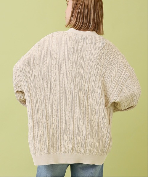 B.C STOCK(ベーセーストック)の「【洗えるニット】COTTON LIKE 透かし編み メッシュニットカーディガン(カーディガン/ボレロ・メンズ・モスグリーン/ホワイト/ネイビー・MEDIUM/LARGE)」の6枚目の写真