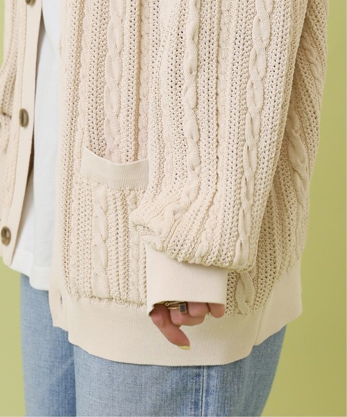 B.C STOCK(ベーセーストック)の「【洗えるニット】COTTON LIKE 透かし編み メッシュニットカーディガン(カーディガン/ボレロ・メンズ・モスグリーン/ホワイト/ネイビー・MEDIUM/LARGE)」の9枚目の写真