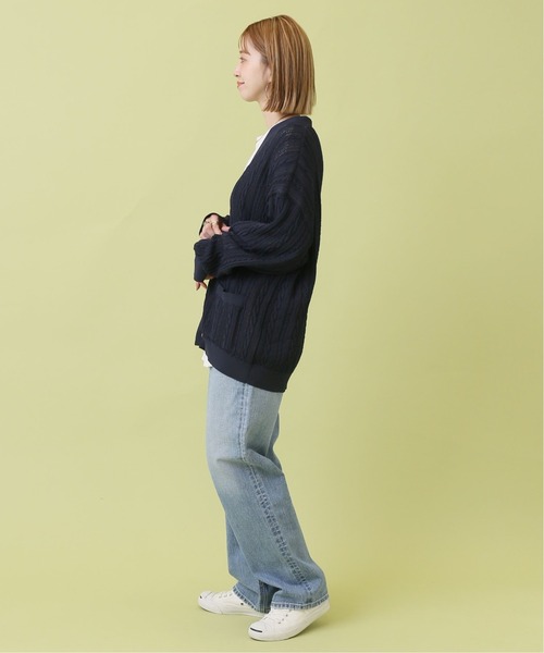 B.C STOCK(ベーセーストック)の「【洗えるニット】COTTON LIKE 透かし編み メッシュニットカーディガン(カーディガン/ボレロ・メンズ・モスグリーン/ホワイト/ネイビー・MEDIUM/LARGE)」の12枚目の写真