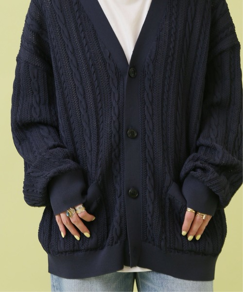 B.C STOCK(ベーセーストック)の「【洗えるニット】COTTON LIKE 透かし編み メッシュニットカーディガン(カーディガン/ボレロ・メンズ・モスグリーン/ホワイト/ネイビー・MEDIUM/LARGE)」の17枚目の写真