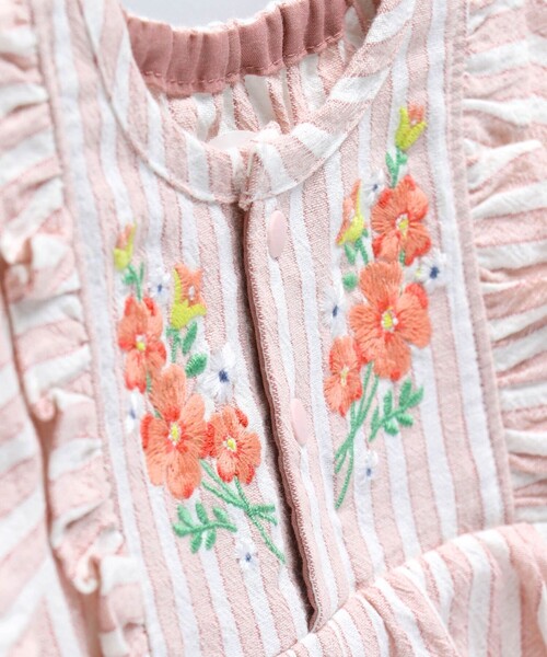BRANSHES（ブランシェス）の「【ペア/お揃い】ストライプ柄刺繍入り