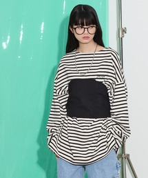 THE YOn | 胸ロゴ刺繍ルーズフィットロングスリーブバスクシャツ(Tシャツ/カットソー)