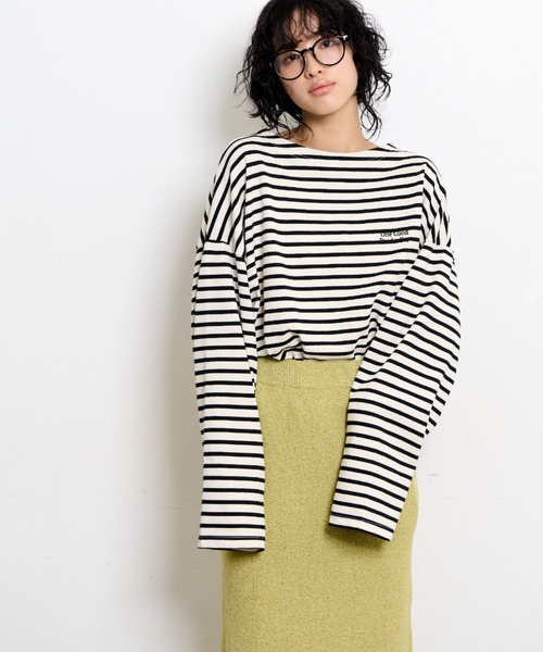 THE YOn（ザヨン）の「胸ロゴ刺繍ルーズフィットロングスリーブバスクシャツ（Tシャツ/カットソー・レディース・グリーン/ラベンダー/オレンジ/ホワイト×ブラック・FREE）」の20枚目の写真