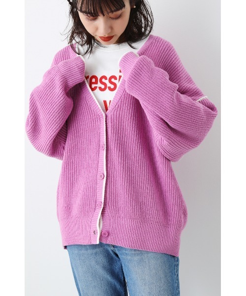 RODEO CROWNS WIDE BOWL（ロデオクラウンズワイドボウル）の「ラインニットカーディガン（カーディガン/ボレロ・レディース・グリーン/アイボリー/ライトイエロー/ライトパープル・FREE）」の3枚目の写真