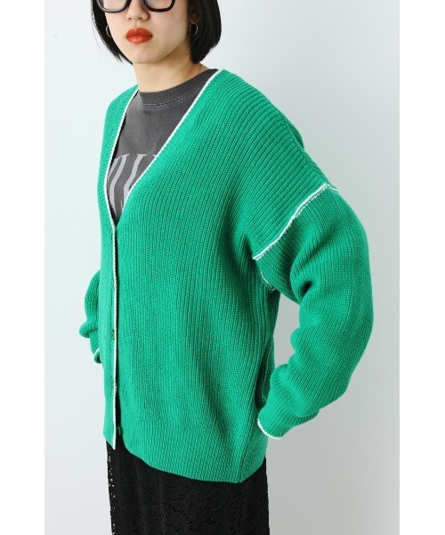 RODEO CROWNS WIDE BOWL（ロデオクラウンズワイドボウル）の「ラインニットカーディガン（カーディガン/ボレロ・レディース・グリーン/アイボリー/ライトイエロー/ライトパープル・FREE）」の10枚目の写真