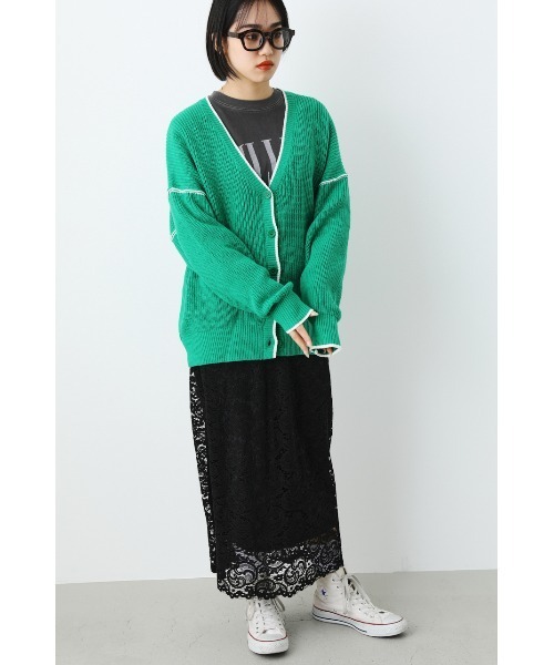 RODEO CROWNS WIDE BOWL（ロデオクラウンズワイドボウル）の「ラインニットカーディガン（カーディガン/ボレロ・レディース・グリーン/アイボリー/ライトイエロー/ライトパープル・FREE）」の12枚目の写真