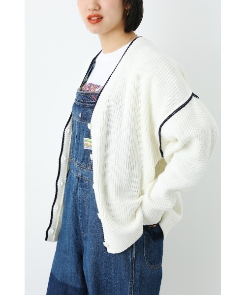 RODEO CROWNS WIDE BOWL（ロデオクラウンズワイドボウル）の「ラインニットカーディガン（カーディガン/ボレロ・レディース・グリーン/アイボリー/ライトイエロー/ライトパープル・FREE）」の14枚目の写真