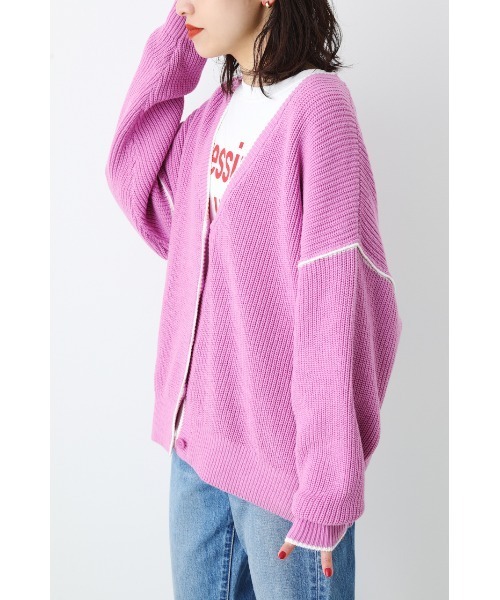 RODEO CROWNS WIDE BOWL（ロデオクラウンズワイドボウル）の「ラインニットカーディガン（カーディガン/ボレロ・レディース・グリーン/アイボリー/ライトイエロー/ライトパープル・FREE）」の18枚目の写真