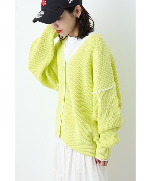 RODEO CROWNS WIDE BOWL（ロデオクラウンズワイドボウル）の「ラインニットカーディガン（カーディガン/ボレロ・レディース・グリーン/アイボリー/ライトイエロー/ライトパープル・FREE）」の7枚目の写真