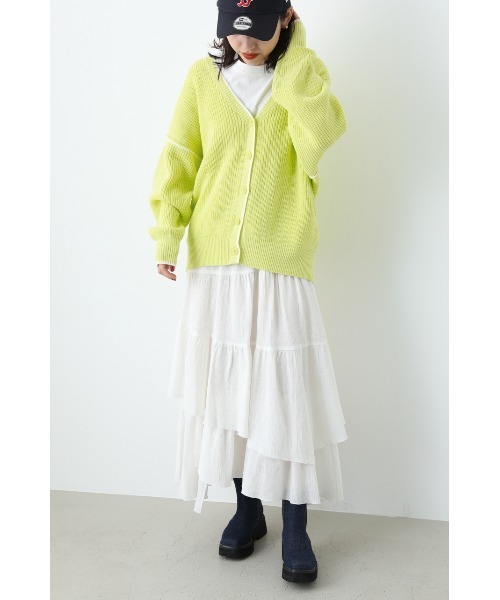 RODEO CROWNS WIDE BOWL（ロデオクラウンズワイドボウル）の「ラインニットカーディガン（カーディガン/ボレロ・レディース・グリーン/アイボリー/ライトイエロー/ライトパープル・FREE）」の9枚目の写真