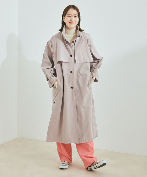 YOKE ベージュ コート　トレンチ　Ｍ ベルト付きヨーク切り替えダブルボタンエステルトレンチコート