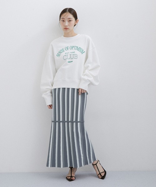 ADAM ET ROPE'（アダムエロペ）の「ストライプリーンニットスカート（スカート・レディース・ブラック系その他/ライトグレー・FREE）」の15枚目の写真