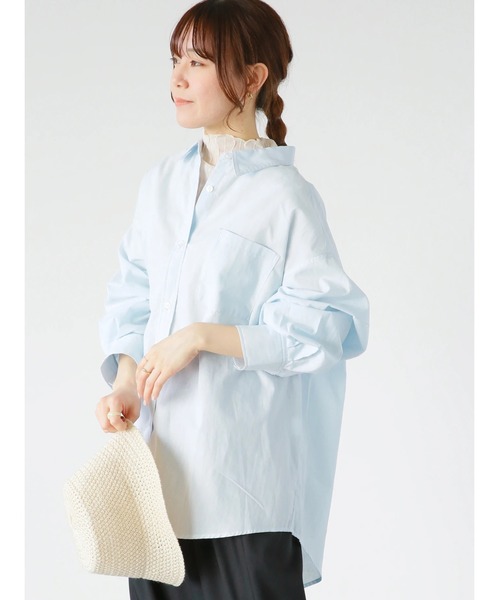 ehka sopo（エヘカソポ）の「ビッグシャツ（シャツ/ブラウス・レディース・サックスブルー/ピンク/キナリ・ﾌﾘ-）」の2枚目の写真