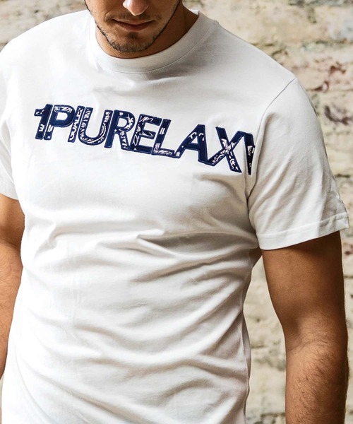 国内発送【1PIU1UGUALE】ペイズリーロゴ半袖Tシャツ / デイリー 1PIU1UGUALE3 RELAX(ウノピゥウノウグァーレトレ リラックス